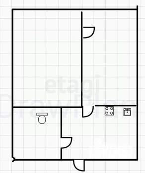 2-к квартира, вторичка, 27м2, 2/2 этаж