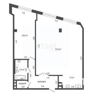2-к квартира, вторичка, 98м2, 5/12 этаж