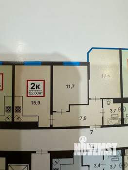 2-к квартира, вторичка, 53м2, 5/16 этаж