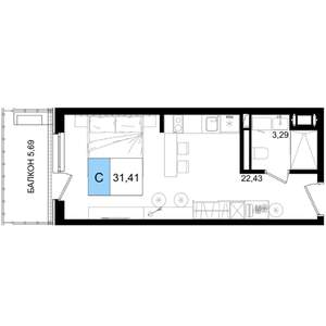Студия квартира, вторичка, 31м2, 3/9 этаж