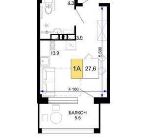 1-к квартира, вторичка, 28м2, 2/9 этаж