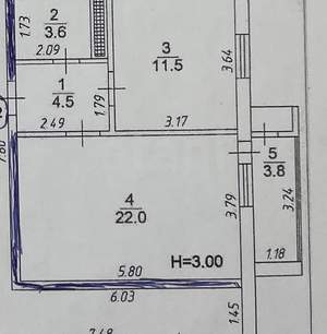 1-к квартира, вторичка, 45м2, 10/12 этаж