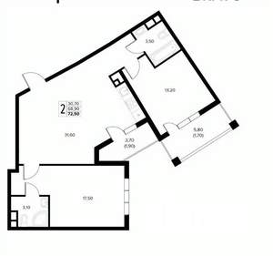 2-к квартира, вторичка, 73м2, 8/8 этаж