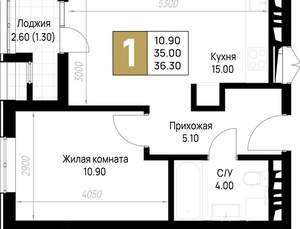 1-к квартира, вторичка, 36м2, 9/12 этаж