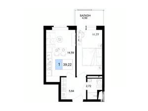 2-к квартира, вторичка, 39м2, 5/8 этаж