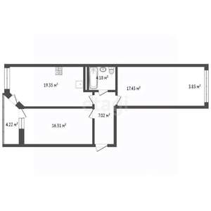 2-к квартира, вторичка, 72м2, 4/4 этаж