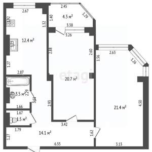 2-к квартира, вторичка, 80м2, 9/12 этаж