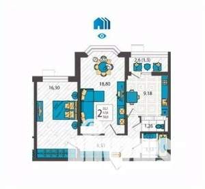 2-к квартира, вторичка, 59м2, 5/9 этаж