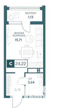 Студия квартира, вторичка, 24м2, 18/20 этаж