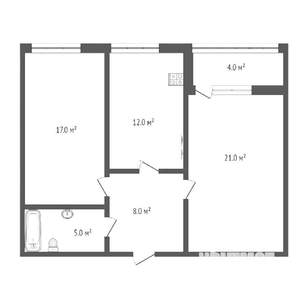 2-к квартира, вторичка, 67м2, 2/3 этаж