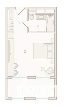 Студия квартира, вторичка, 41м2, 1/6 этаж