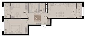 2-к квартира, вторичка, 67м2, 7/8 этаж