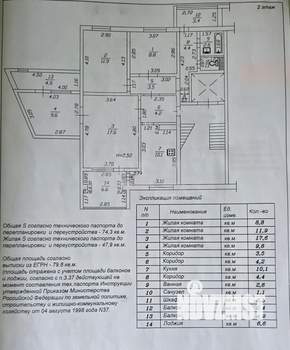 4-к квартира, вторичка, 89м2, 2/9 этаж