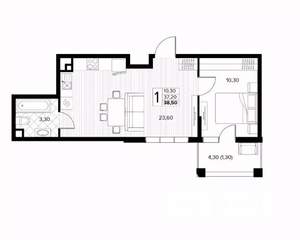 1-к квартира, вторичка, 39м2, 5/8 этаж