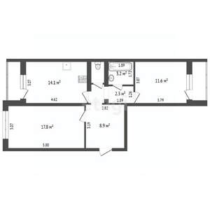 2-к квартира, вторичка, 61м2, 5/16 этаж