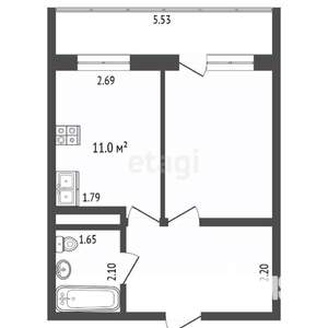 1-к квартира, вторичка, 32м2, 5/5 этаж