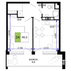 2-к квартира, вторичка, 45м2, 5/9 этаж