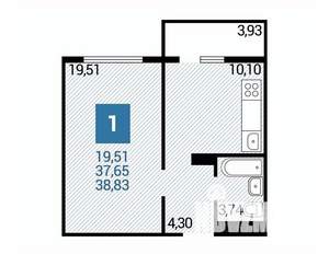 1-к квартира, вторичка, 38м2, 7/16 этаж