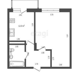 1-к квартира, вторичка, 41м2, 6/8 этаж