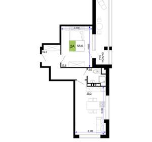 2-к квартира, вторичка, 59м2, 9/9 этаж