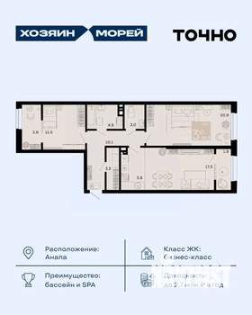 3-к квартира, вторичка, 81м2, 2/8 этаж