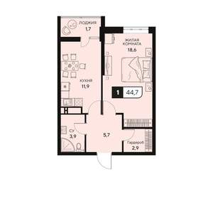 1-к квартира, вторичка, 45м2, 4/15 этаж
