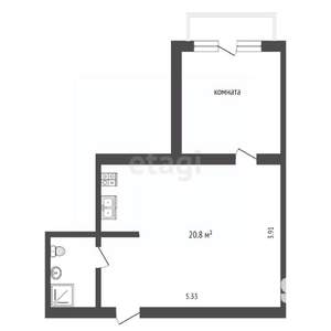 Студия квартира, вторичка, 29м2, 2/3 этаж