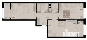 2-к квартира, вторичка, 68м2, 7/12 этаж