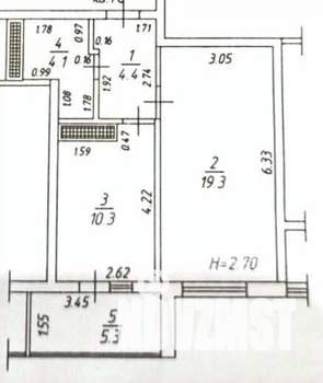 1-к квартира, вторичка, 44м2, 4/9 этаж