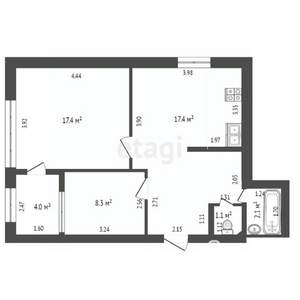 2-к квартира, вторичка, 52м2, 1/5 этаж