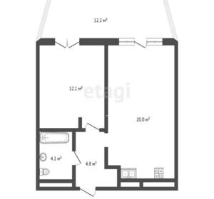 1-к квартира, вторичка, 51м2, 4/12 этаж