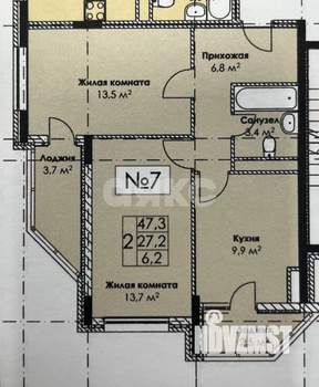 2-к квартира, вторичка, 54м2, 3/10 этаж