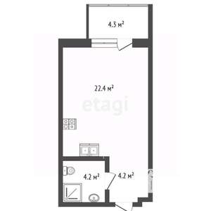 Студия квартира, вторичка, 31м2, 2/7 этаж