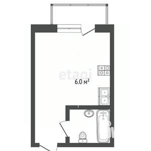 Студия квартира, вторичка, 26м2, 6/12 этаж
