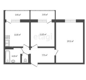 2-к квартира, вторичка, 61м2, 7/16 этаж