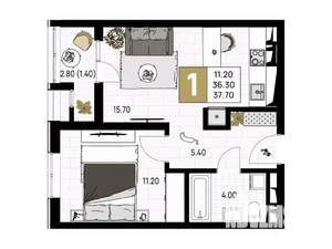 1-к квартира, вторичка, 38м2, 3/9 этаж