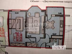 2-к квартира, вторичка, 64м2, 5/18 этаж