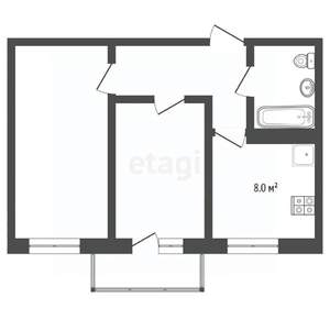 2-к квартира, вторичка, 53м2, 9/9 этаж