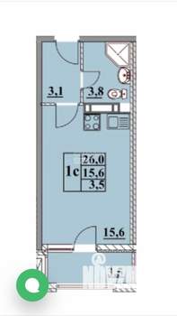 Студия квартира, вторичка, 26м2, 5/14 этаж