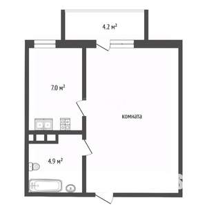 1-к квартира, вторичка, 39м2, 5/7 этаж