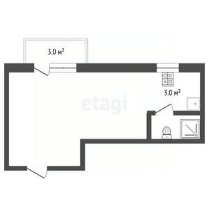 Студия квартира, вторичка, 27м2, 3/3 этаж