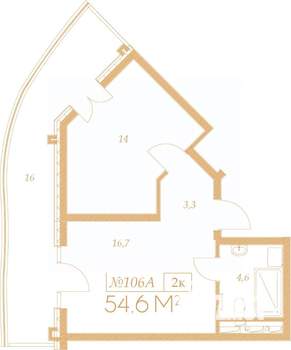 2-к квартира, вторичка, 55м2, 9/9 этаж