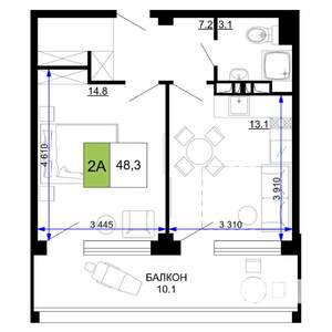 2-к квартира, вторичка, 48м2, 2/9 этаж