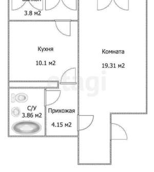1-к квартира, вторичка, 41м2, 8/16 этаж