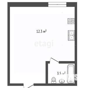 Студия квартира, вторичка, 16м2, 1/7 этаж