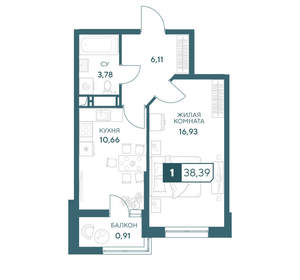 1-к квартира, вторичка, 38м2, 20/20 этаж
