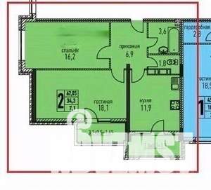 2-к квартира, вторичка, 68м2, 5/6 этаж