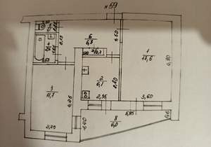 2-к квартира, вторичка, 52м2, 9/10 этаж