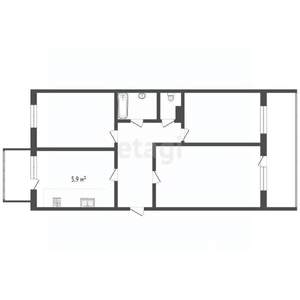 3-к квартира, вторичка, 55м2, 4/5 этаж