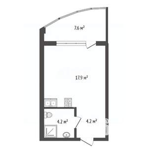 Студия квартира, вторичка, 33м2, 5/7 этаж